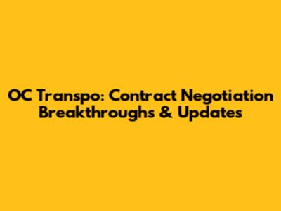 OC Transpo: Contract Negotiation Breakthroughs & Updates