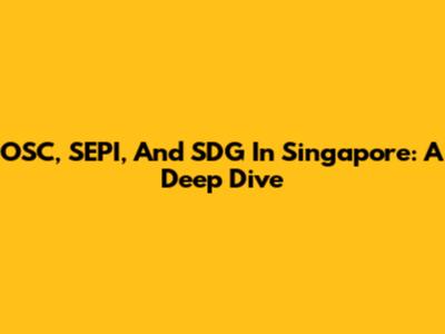 OSC, SEPI, And SDG In Singapore: A Deep Dive