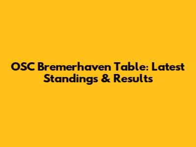 OSC Bremerhaven Table: Latest Standings & Results