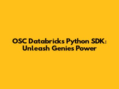 OSC Databricks Python SDK: Unleash Genie's Power