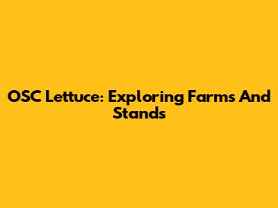 OSC Lettuce: Exploring Farms And Stands