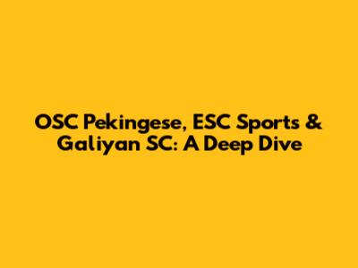 OSC Pekingese, ESC Sports & Galiyan SC: A Deep Dive