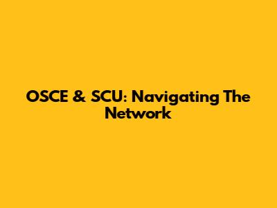 OSCE & SCU: Navigating The Network