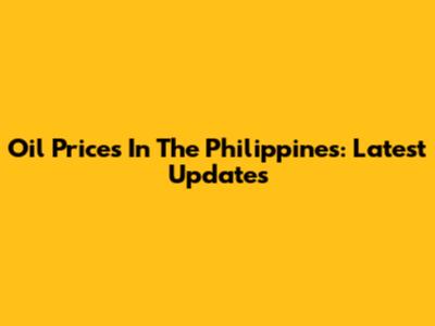 Oil Prices In The Philippines: Latest Updates