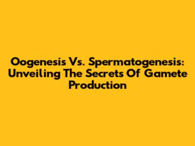 Oogenesis Vs. Spermatogenesis: Unveiling The Secrets Of Gamete Production