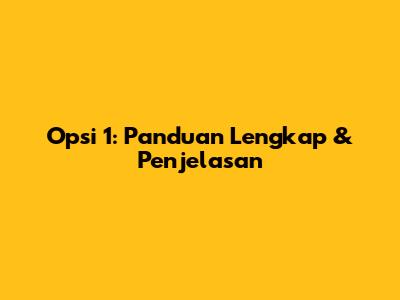 Opsi 1: Panduan Lengkap & Penjelasan