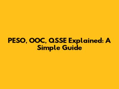 PESO, OOC, QSSE Explained: A Simple Guide