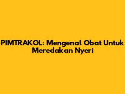 PIMTRAKOL: Mengenal Obat Untuk Meredakan Nyeri