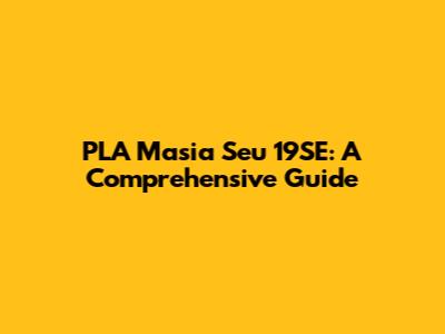 PLA Masia Seu 19SE: A Comprehensive Guide