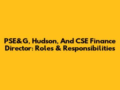 PSE&G, Hudson, And CSE Finance Director: Roles & Responsibilities