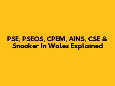 PSE, PSEOS, CPEM, AINS, CSE & Snooker In Wales Explained