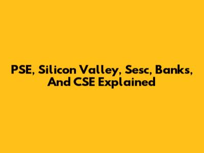 PSE, Silicon Valley, Sesc, Banks, And CSE Explained