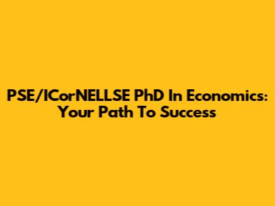 PSE/ICorNELLSE PhD In Economics: Your Path To Success