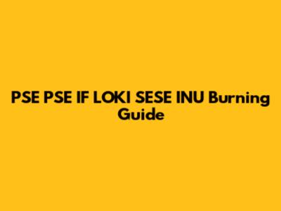 PSE PSE IF LOKI SESE INU Burning Guide