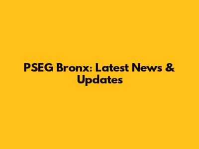 PSEG Bronx: Latest News & Updates