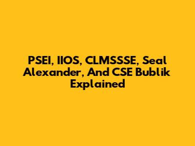 PSEI, IIOS, CLMSSSE, Seal Alexander, And CSE Bublik Explained
