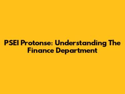PSEI Protonse: Understanding The Finance Department