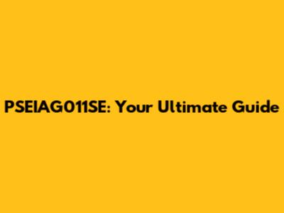 PSEIAG011SE: Your Ultimate Guide