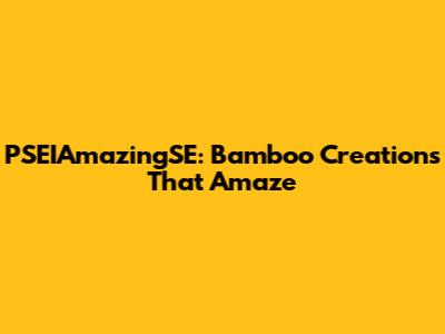 PSEIAmazingSE: Bamboo Creations That Amaze