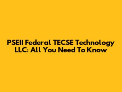 PSEII Federal TECSE Technology LLC: All You Need To Know