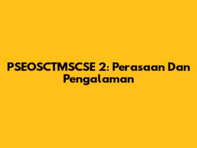 PSEOSCTMSCSE 2: Perasaan Dan Pengalaman