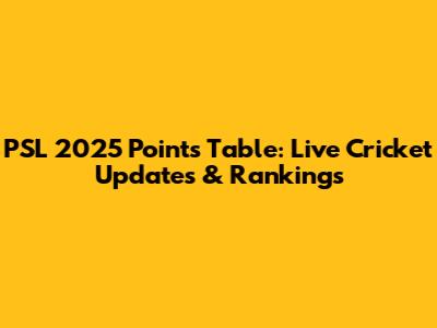 PSL 2025 Points Table: Live Cricket Updates & Rankings