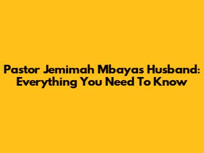 Pastor Jemimah Mbaya's Husband: Everything You Need To Know
