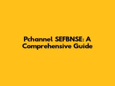 Pchannel SEFBNSE: A Comprehensive Guide
