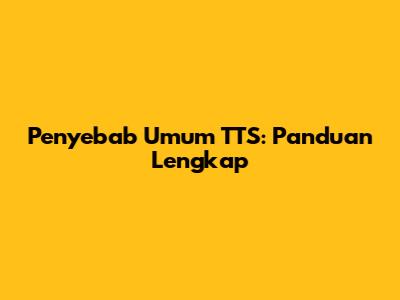 Penyebab Umum TTS: Panduan Lengkap