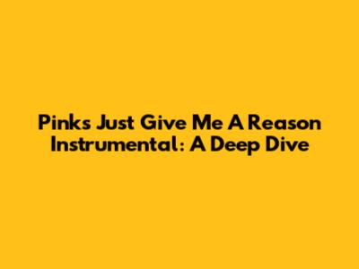 Pink's "Just Give Me A Reason" Instrumental: A Deep Dive