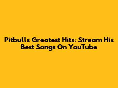 Pitbull's Greatest Hits: Stream His Best Songs On YouTube