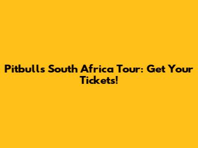 Pitbull's South Africa Tour: Get Your Tickets!