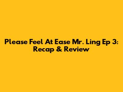Please Feel At Ease Mr. Ling Ep 3: Recap & Review