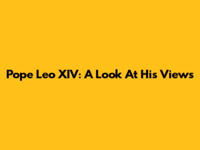 Pope Leo XIV: A Look At His Views