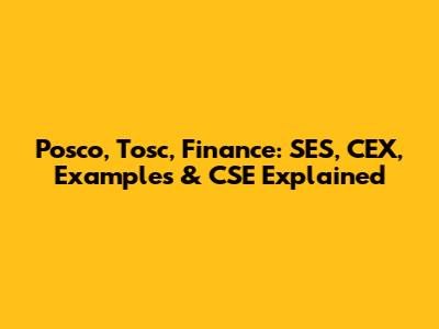 Posco, Tosc, Finance: SES, CEX, Examples & CSE Explained