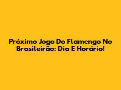 Próximo Jogo Do Flamengo No Brasileirão: Dia E Horário!