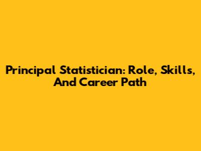 Principal Statistician: Role, Skills, And Career Path