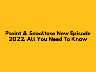 Pseint & Seboltuse New Episode 2022: All You Need To Know