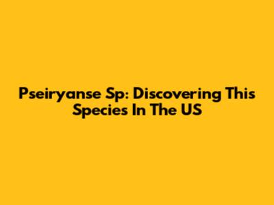 Pseiryanse Sp: Discovering This Species In The US