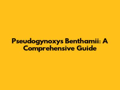Pseudogynoxys Benthamii: A Comprehensive Guide