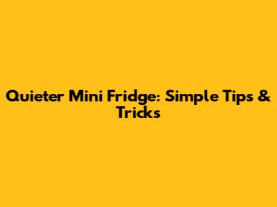 Quieter Mini Fridge: Simple Tips & Tricks
