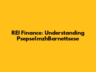 REI Finance: Understanding PsepselmzhBarnettsese