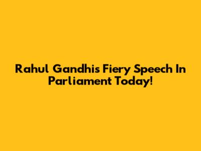Rahul Gandhi's Fiery Speech In Parliament Today!