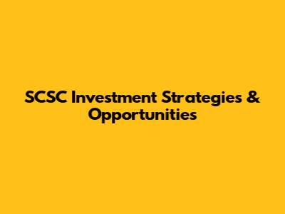 SCSC Investment Strategies & Opportunities
