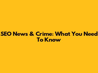 SEO News & Crime: What You Need To Know