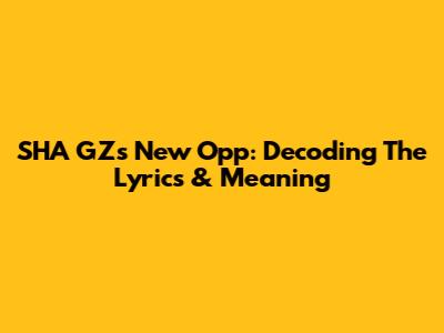 SHA GZ's New Opp: Decoding The Lyrics & Meaning