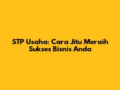 STP Usaha: Cara Jitu Meraih Sukses Bisnis Anda