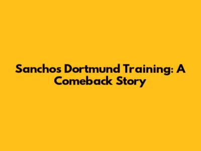 Sancho's Dortmund Training: A Comeback Story