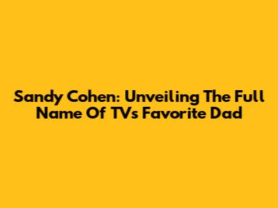 Sandy Cohen: Unveiling The Full Name Of TV's Favorite Dad