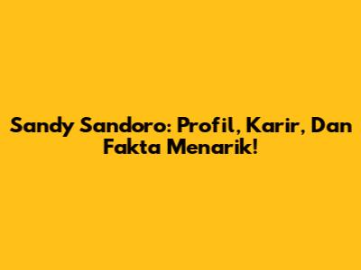 Sandy Sandoro: Profil, Karir, Dan Fakta Menarik!
